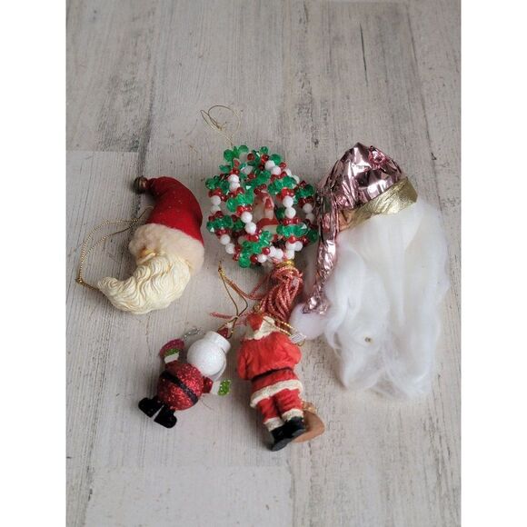 Unique Santa Claus moon face ball bead variety ornament set Xmas glitter - Picture 8 of 8